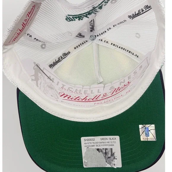 Mitchell Ness Boston Celtics NBA Retro Trucker Snapback Hat Green Black Fit NWT - Picture 5 of 5